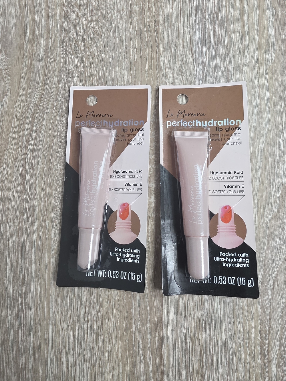 Le Mercerie Perfect Hydration Lip Gloss Pink Hyaluronic Acid Vitamin C 2 Pack